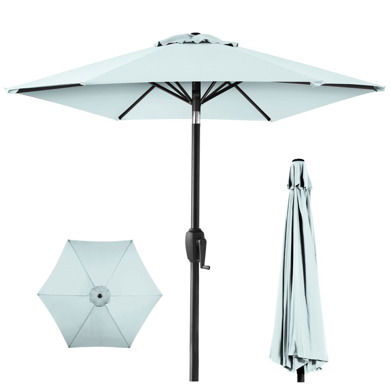 Best Choice Products 7.5ft Heavy-Duty Outdoor Market Patio Umbrella w/ Push Button Tilt, Easy Crank